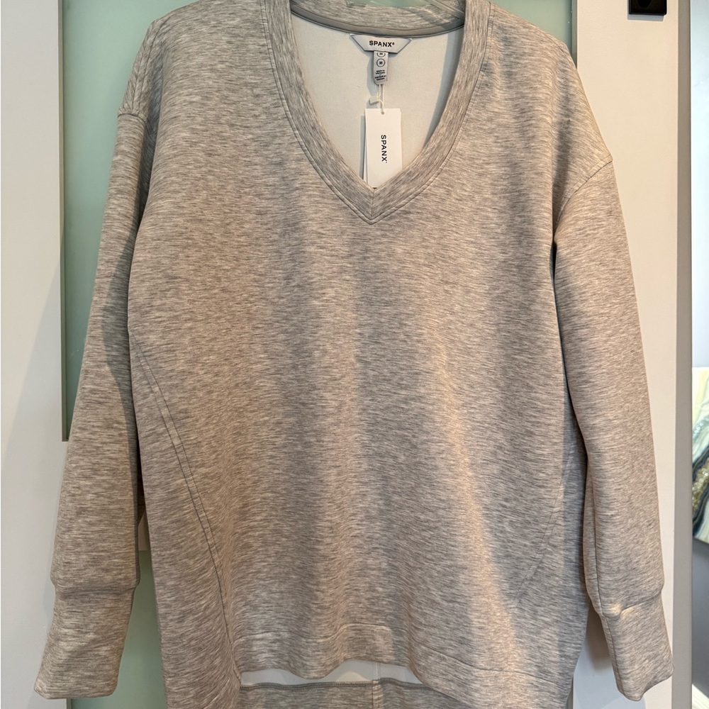 SPANX Gray V-Neck Sweater